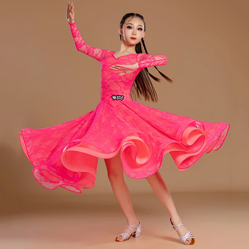 Kids Girls Modern Dancewear Lace Long Sleeve Bodysuit and Large Long Skirt National Standard Practice Waltz Competition Dress
Kids Girls Modern Dancewear Lace Long Sleeve Bodysuit and Large Long Skirt National Standard Practice Waltz Competition Dress