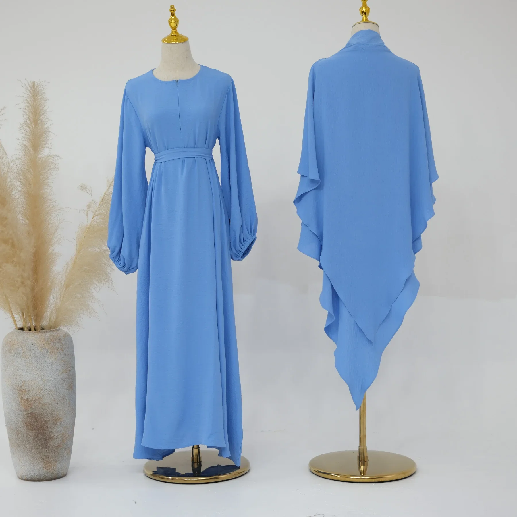 Eid Muslim Dress with Khimar Set 2 Piece Women Party Abaya Morocco Ramadan Lace-up Kaftan Islam Dubai Arab Long Robe
Eid Muslim Dress with Khimar Set 2 Piece Women Party Abaya Morocco Ramadan Lace-up Kaftan Islam Dubai Arab Long Robe