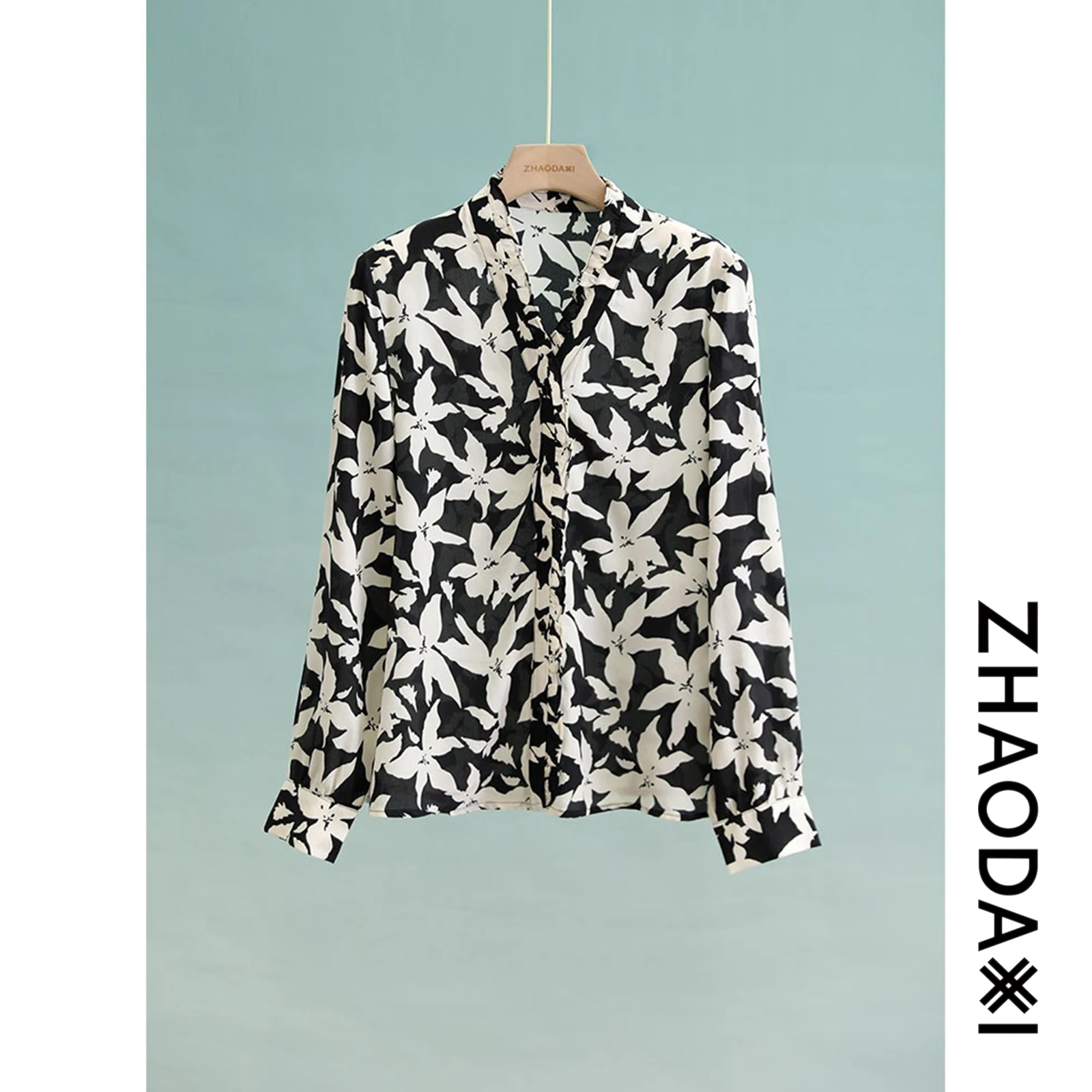 Классическая шелковая блузка Zhaodaixi с черно-белым принтом, женская модная блузка премиум-класса
Классическая шелковая блузка Zhaodaixi с черно-белым принтом, женская модная блузка премиум-класса
