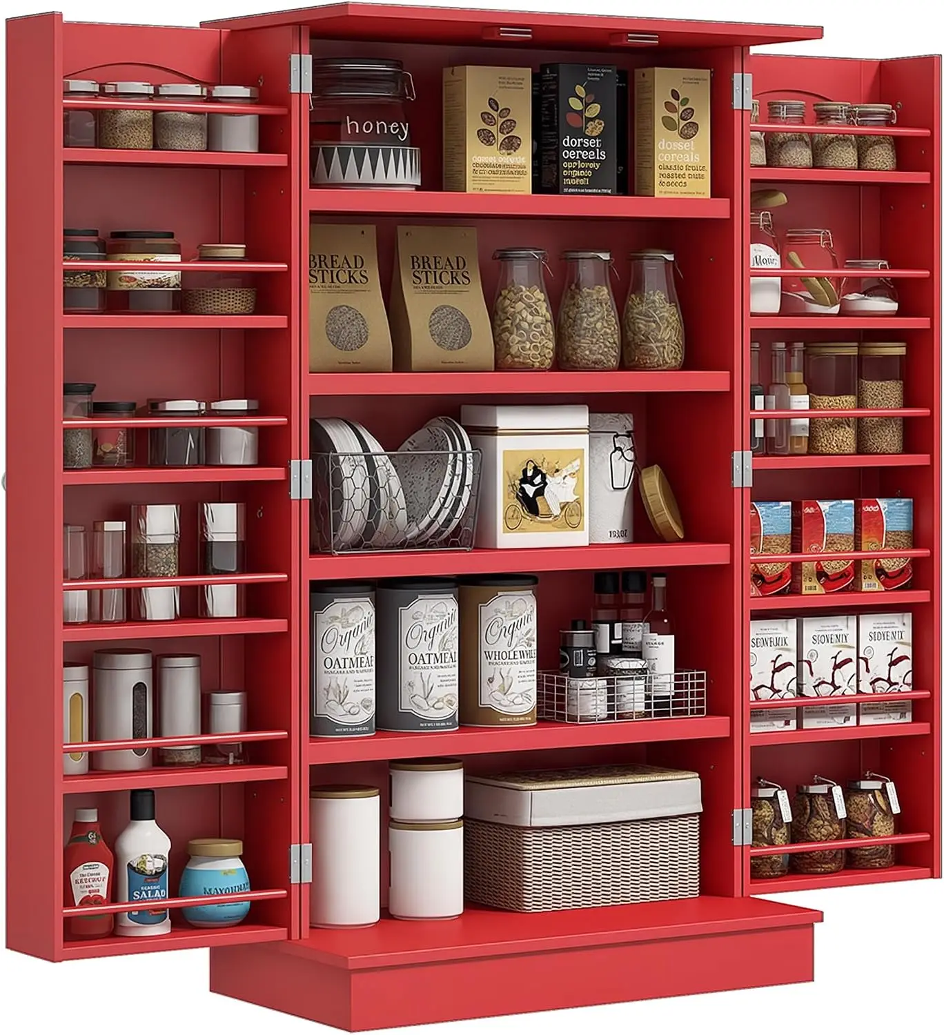 41" Kitchen Pantry Storage Cabinet, Freestanding Kitchen Cabinet with 12 Door Shelves, Double Doors, 5-Tier Shelving, Customized
41" Kitchen Pantry Storage Cabinet, Freestanding Kitchen Cabinet with 12 Door Shelves, Double Doors, 5-Tier Shelving, Customized