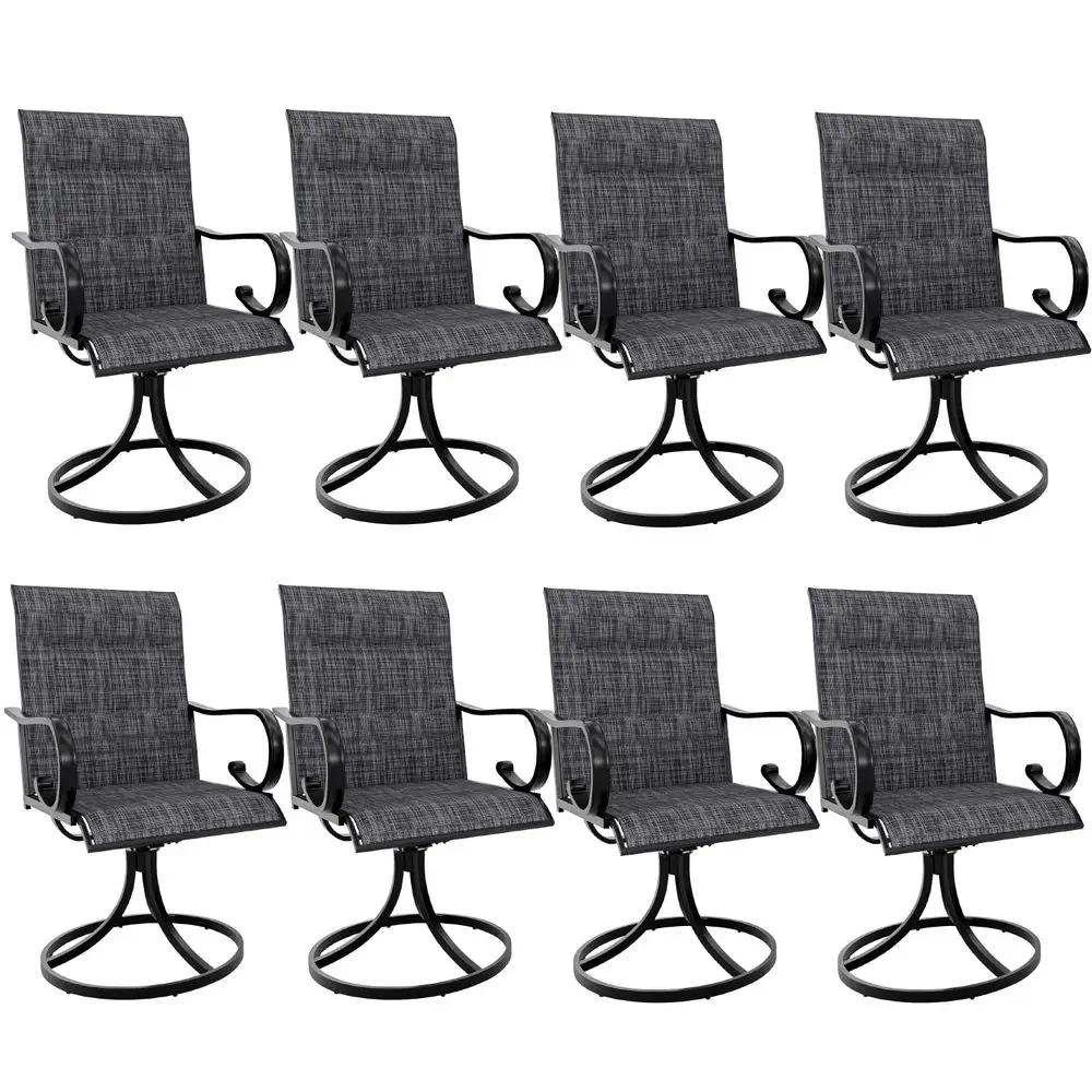 Patio Swivel Chair Set of 8, High Back Padded Textilene Outdoor Dining Chairs with ECoating Metal Frame, AllWeather Outdoor Fur
Patio Swivel Chair Set of 8, High Back Padded Textilene Outdoor Dining Chairs with ECoating Metal Frame, AllWeather Outdoor Fur