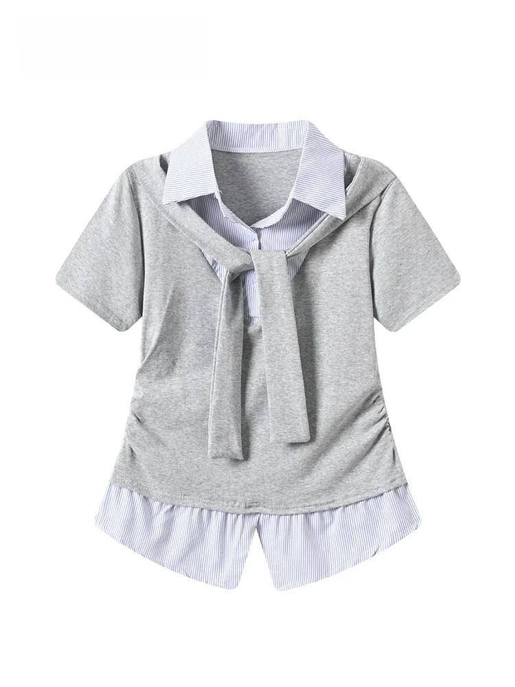 Casual Short Sleeve Shirt Women's plus Size Patchwork Summer New Style Cotton Blend Business Casual Shirt for Plump Sister
Casual Short Sleeve Shirt Women's plus Size Patchwork Summer New Style Cotton Blend Business Casual Shirt for Plump Sister