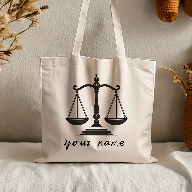 Personalized Lawyer Tote Bag with Scales of Justice Design - Custom Name, Beige Durable Polyester Reusable Handbag
Personalized Lawyer Tote Bag with Scales of Justice Design - Custom Name, Beige Durable Polyester Reusable Handbag