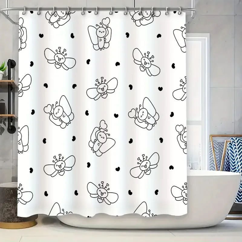 Adorable Cartoon Bees Shower Curtain Black White Home Decor for Bathrooms Easy Installation
Adorable Cartoon Bees Shower Curtain Black White Home Decor for Bathrooms Easy Installation