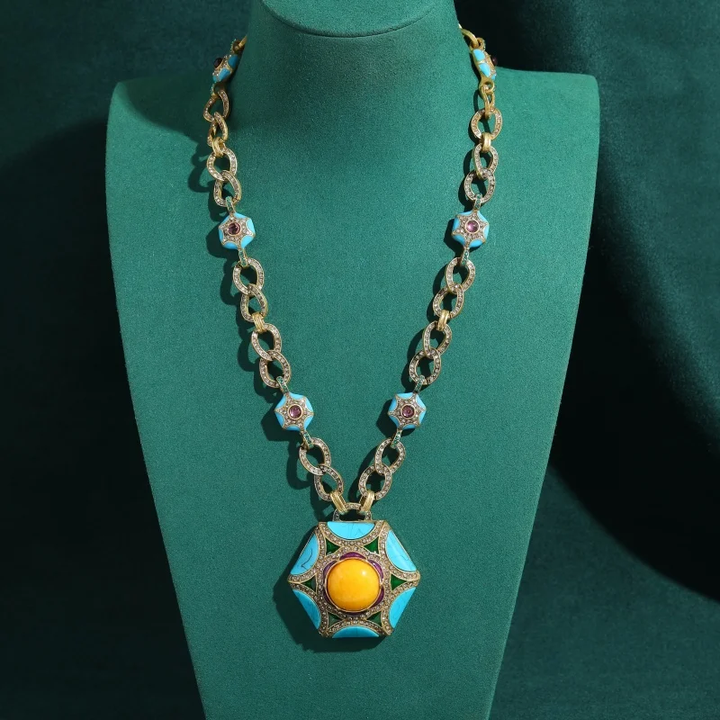 Vintage Beeswax Yellow Pendent Necklace Blue Natural Stone Green Pink Zircon Antique Geometry Jewelry Wedding Accessories Trends
Vintage Beeswax Yellow Pendent Necklace Blue Natural Stone Green Pink Zircon Antique Geometry Jewelry Wedding Accessories Trends