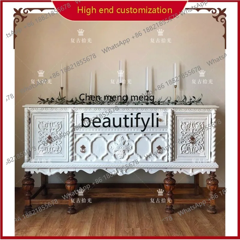 A32 French Retro Solid Wood Carved Entrance Cabinet Hallway Console Wall-Mounted Storage Decorative Cabinet
A32 French Retro Solid Wood Carved Entrance Cabinet Hallway Console Wall-Mounted Storage Decorative Cabinet