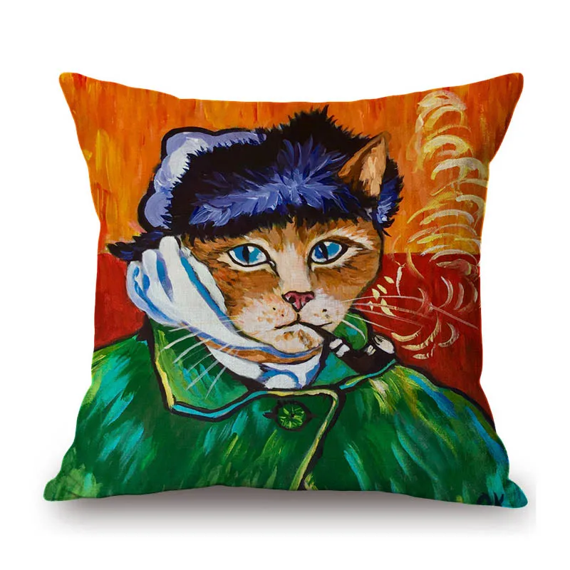 Lovely Cute Funny Cat in Famous Oil Painting Captain Van Gogh Queen Pirates Cotton Linen Sofa Pillow Case Kitten Cushion Cover
Lovely Cute Funny Cat in Famous Oil Painting Captain Van Gogh Queen Pirates Cotton Linen Sofa Pillow Case Kitten Cushion Cover