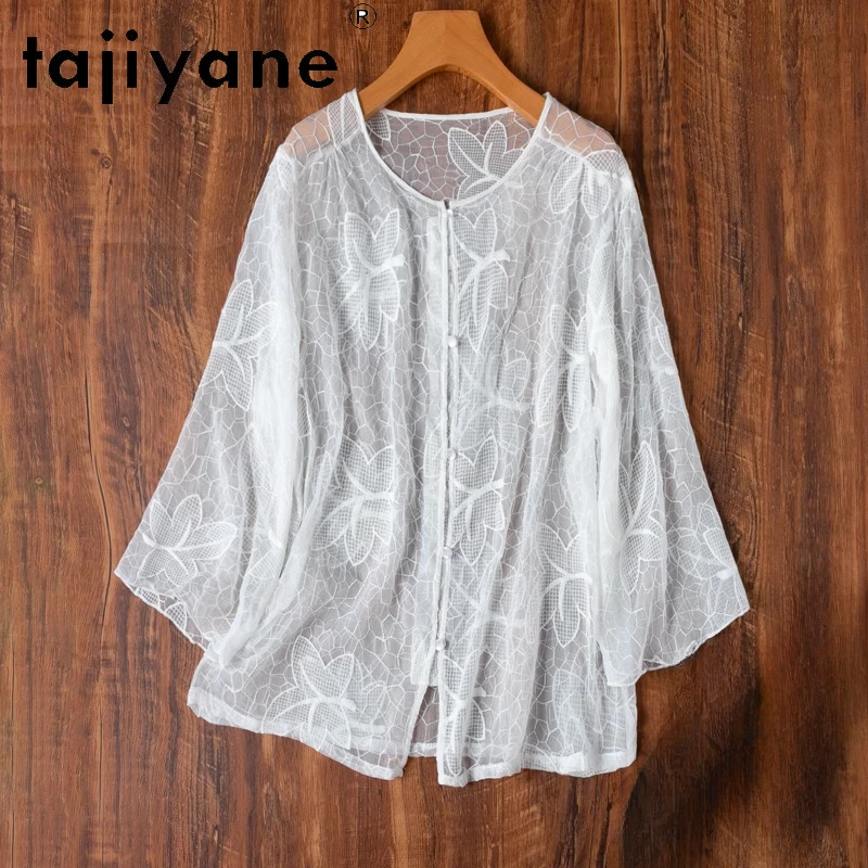 TAJIYANE 100% Mulberry Silk Blouse Woman High Quality Embroidered White Shirt Summer Silk Cardigan 2025 Ladies Clothes Camisas
TAJIYANE 100% Mulberry Silk Blouse Woman High Quality Embroidered White Shirt Summer Silk Cardigan 2025 Ladies Clothes Camisas