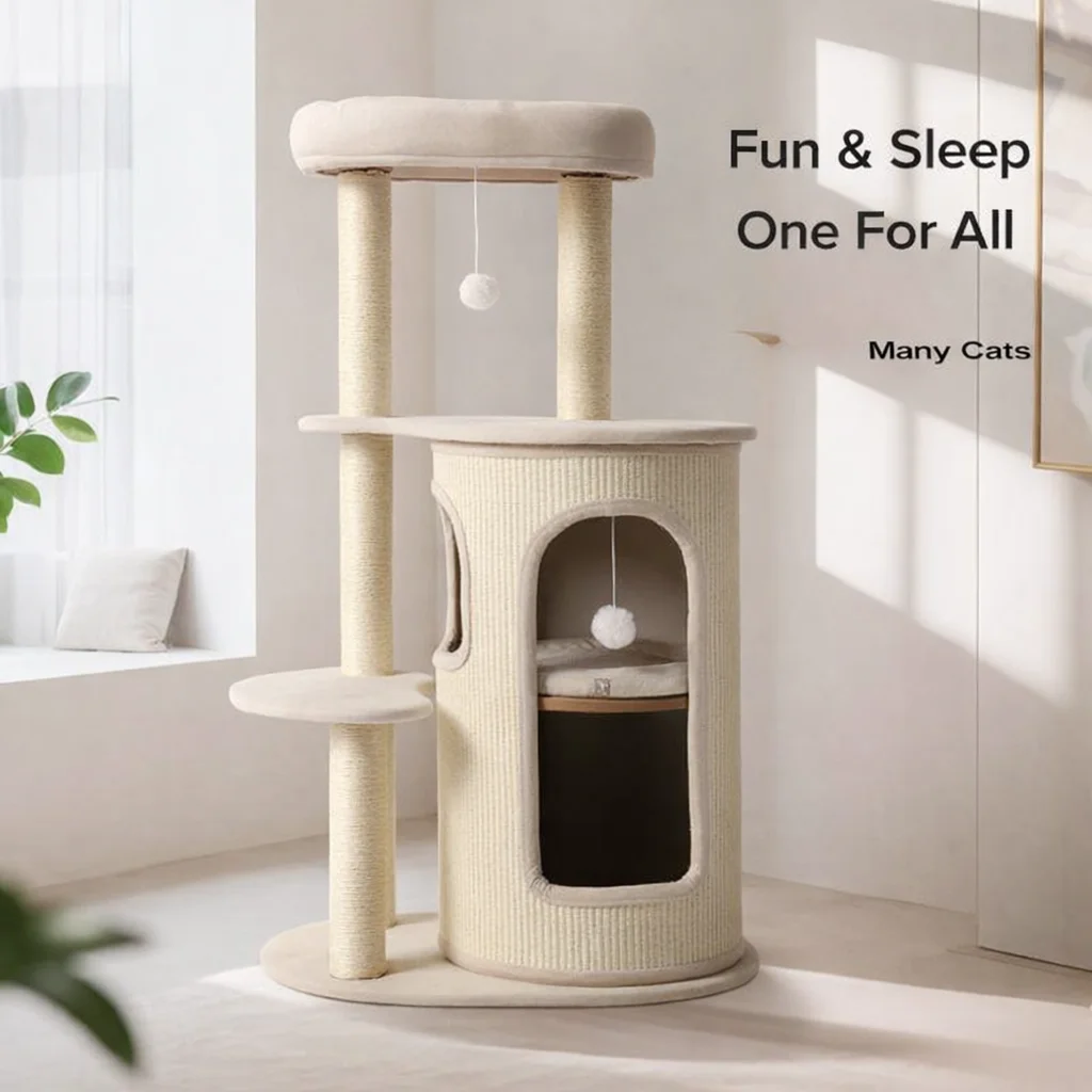 Holiday Style Cat Tree with Cozy Cat House Scratching Board Space Saving Multi Cat Climbing Tower for Indoor Cats
Holiday Style Cat Tree with Cozy Cat House Scratching Board Space Saving Multi Cat Climbing Tower for Indoor Cats