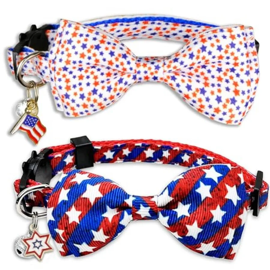 2 Pack 4th of July Cat Collar with Bow Tie Patriotic Adjustable Breakaway Safety Buckle Kitten Collars with Stars and Stripes D
2 Pack 4th of July Cat Collar with Bow Tie Patriotic Adjustable Breakaway Safety Buckle Kitten Collars with Stars and Stripes D