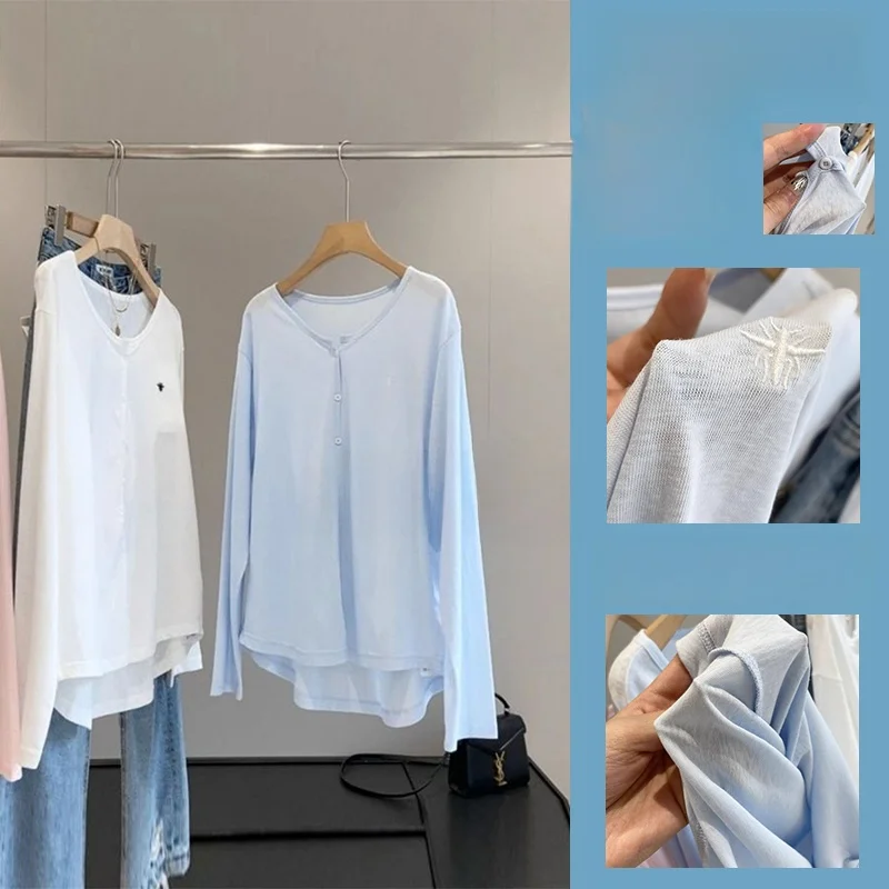 Summer Lightweight Breathable Long Sleeve Sun Protection Embroidered Open Cardigan Korean Style Fashionable Commute Wear
Summer Lightweight Breathable Long Sleeve Sun Protection Embroidered Open Cardigan Korean Style Fashionable Commute Wear