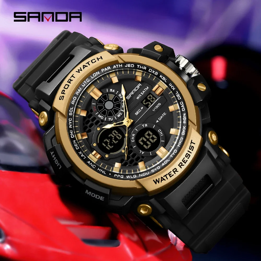 SANDA 3390 Sport Digital Watch 50M Waterproof Dual Display Wristwatches Relogio Masculino Watch Men Military Watches for Man
SANDA 3390 Sport Digital Watch 50M Waterproof Dual Display Wristwatches Relogio Masculino Watch Men Military Watches for Man