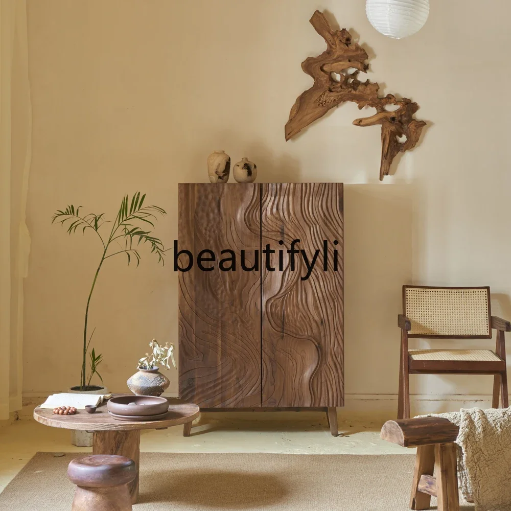 Solid wood dining side cabinet integrated storage against the wall, black walnut creative storage cabinet
Solid wood dining side cabinet integrated storage against the wall, black walnut creative storage cabinet