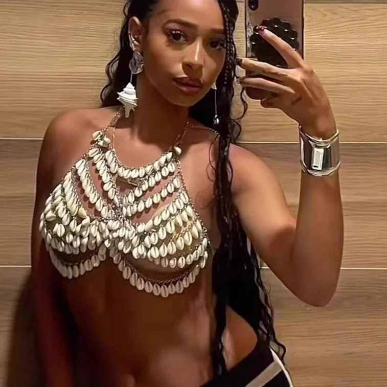 Handmade ell Beach-Themed Body Chain Nelace Festival Outfit Tank Top Women's Faion Retro Sle A-Line ort-Length Vest
Handmade ell Beach-Themed Body Chain Nelace Festival Outfit Tank Top Women's Faion Retro Sle A-Line ort-Length Vest