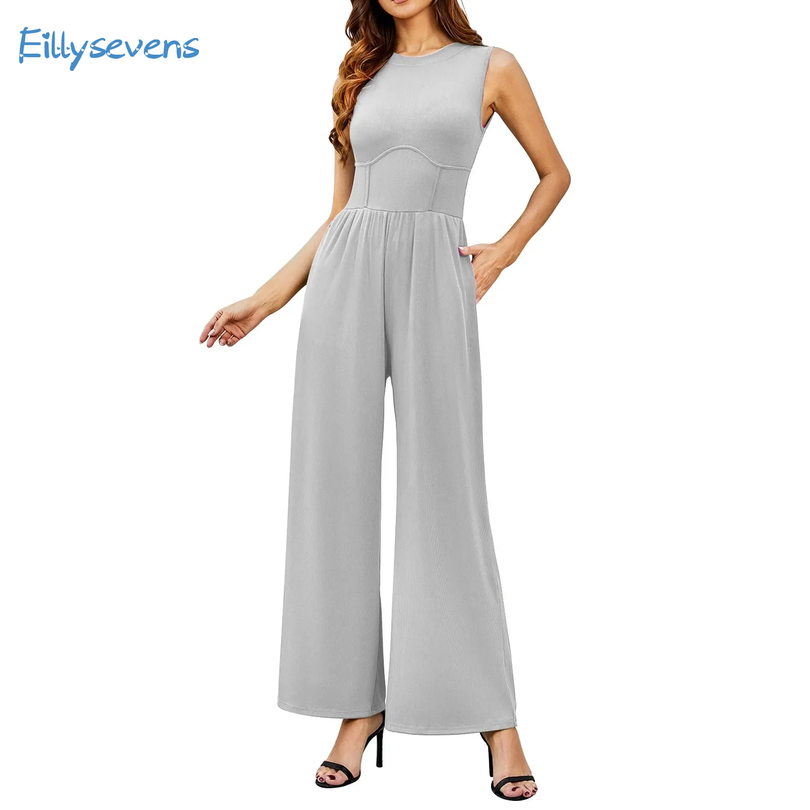 Women High Waist Jumpsuits Causal Solid Color Sleeveless Wide Leg Tank Jumpsuits Elegant All-Match Straight Rompers With Pockets
Women High Waist Jumpsuits Causal Solid Color Sleeveless Wide Leg Tank Jumpsuits Elegant All-Match Straight Rompers With Pockets