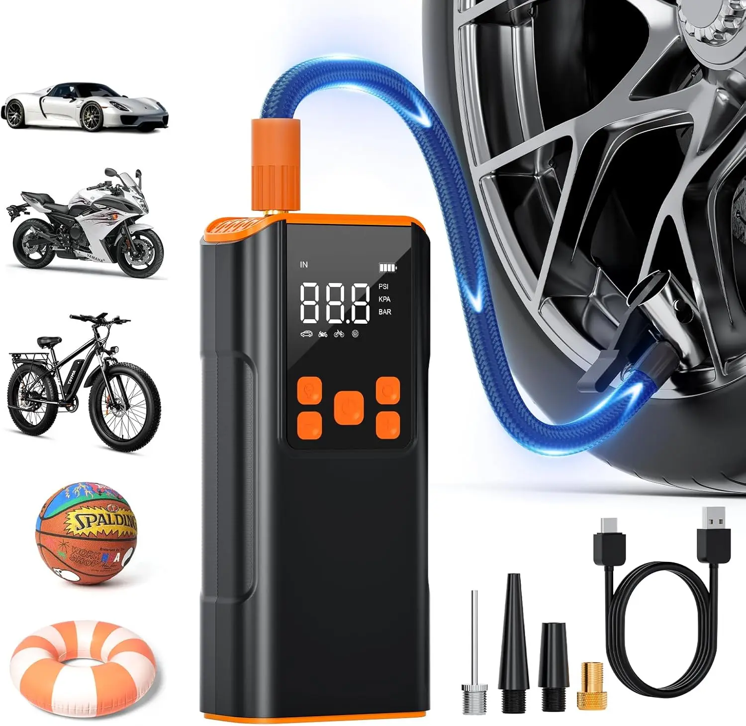 Portable Tire Inflator 150PSI Air Compressor with LCD Display for Car, Bike, Motorcycle
Portable Tire Inflator 150PSI Air Compressor with LCD Display for Car, Bike, Motorcycle