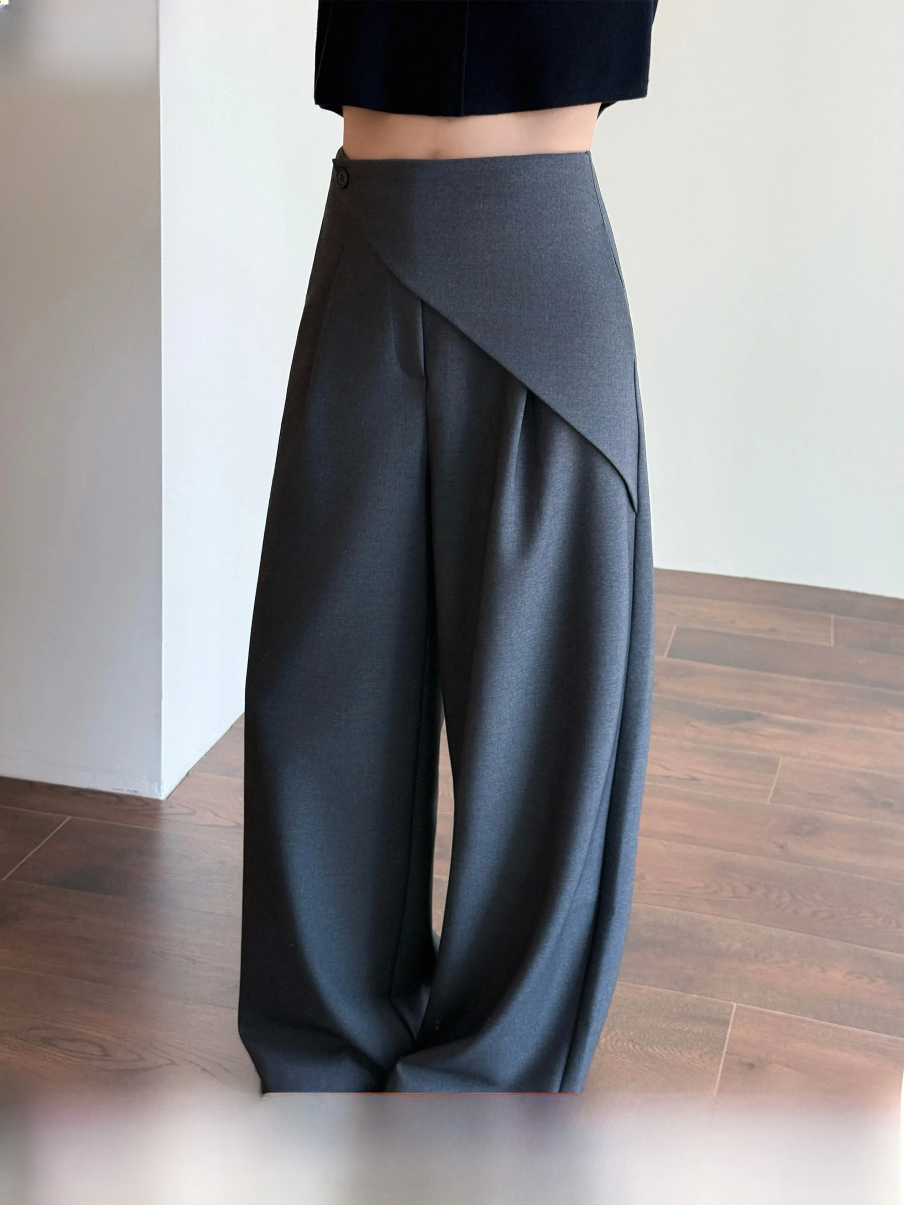 Asymmetrical Wrap Design Loose Straight Leg Dra Pants Ele Wide Leg Trousers for Women High Waist Long Commute Pants
Asymmetrical Wrap Design Loose Straight Leg Dra Pants Ele Wide Leg Trousers for Women High Waist Long Commute Pants
