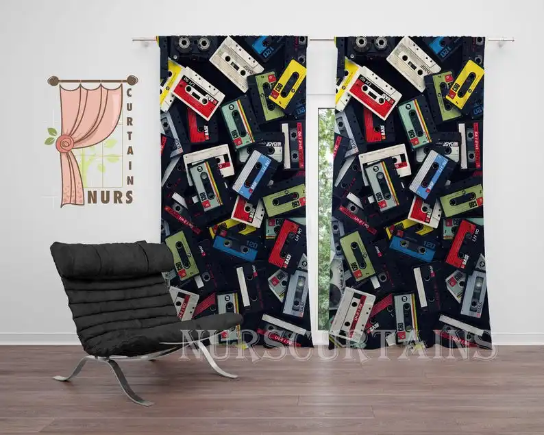 Cassette Tape Blackout Curtain: Music Room Decor
Cassette Tape Blackout Curtain: Music Room Decor