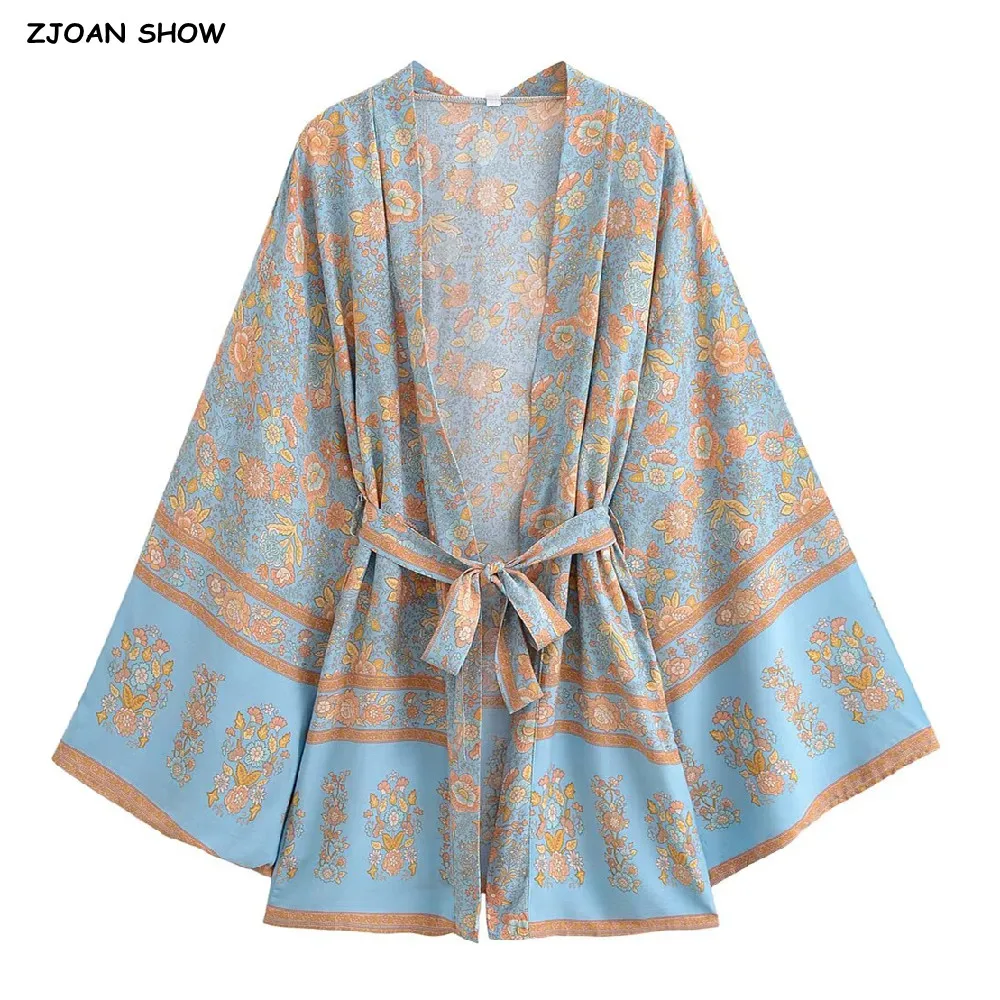 2025 BOHO Women Blue With Orange Flower Print Kimono Shirt Holiday Tide Bow Sashes Mid Long Cardigan Summer Blouse Beach Cape
2025 BOHO Women Blue With Orange Flower Print Kimono Shirt Holiday Tide Bow Sashes Mid Long Cardigan Summer Blouse Beach Cape
