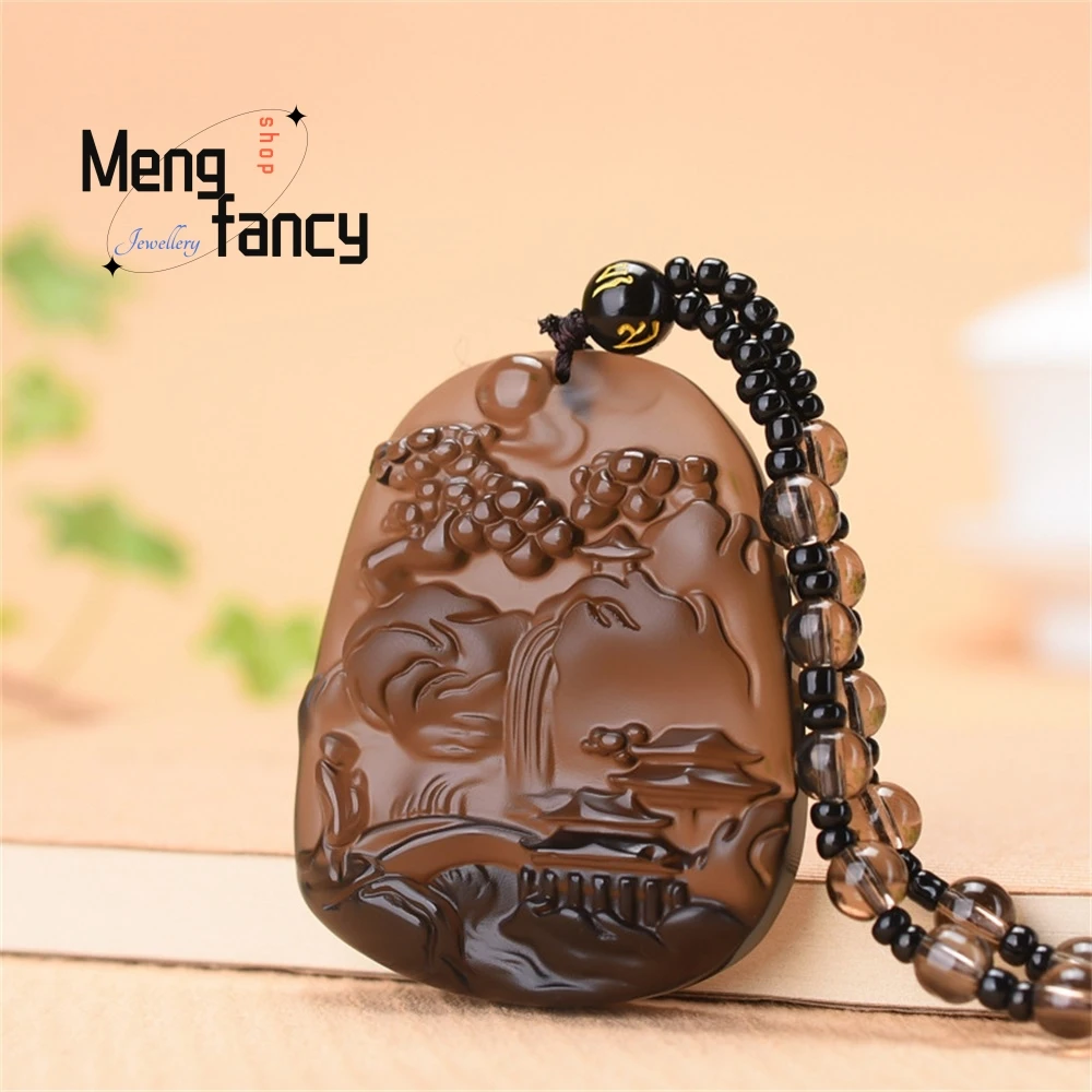 Natural Obsidian Pendant, Powerful Ice Type Obsidian Mountain Water Sign Bead Chain Elegant Best Selling Fashion Jewelry 
Natural Obsidian Pendant, Powerful Ice Type Obsidian Mountain Water Sign Bead Chain Elegant Best Selling Fashion Jewelry