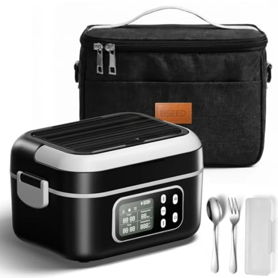 Cordless Electric Lunch Box for Adults: 27000mAh Lithium Battery, 6.3-Cup Capacity, Stainless Steel Body, Black, Automatic Heat
Cordless Electric Lunch Box for Adults: 27000mAh Lithium Battery, 6.3-Cup Capacity, Stainless Steel Body, Black, Automatic Heat