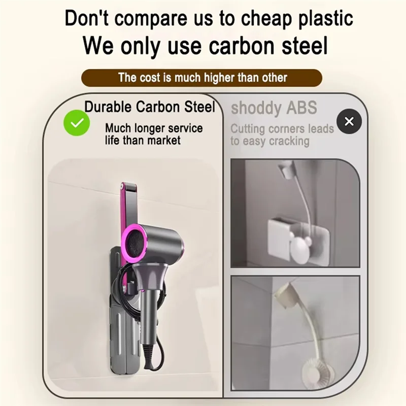 BYBS-регулируемый держатель для фена, металлическая текстурированная подставка, универсальная и простая в установке, удобная мебель для освобождения рук 
BYBS-регулируемый держатель для фена, металлическая текстурированная подставка, универсальная и простая в установке, удобная мебель для освобождения рук