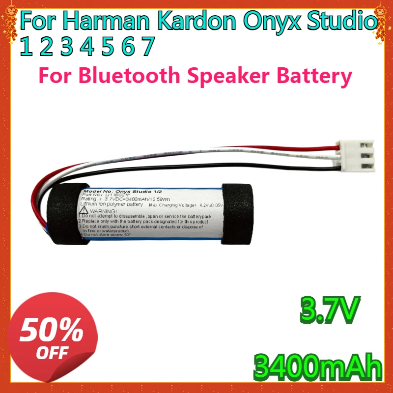 For Harman Kardon Onyx Studio 1 2 3 4 5 6 7 PR-633496 ID997 LI11B001F ICR22650 Replacement Bluetooth Speaker Battery
For Harman Kardon Onyx Studio 1 2 3 4 5 6 7 PR-633496 ID997 LI11B001F ICR22650 Replacement Bluetooth Speaker Battery