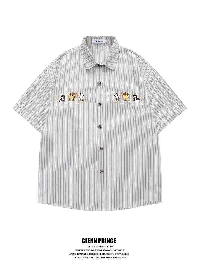 GPstudio Japanese Retro Dog Embroidery Striped Casual Short Sleeve Shirt Men Summer Commute Leisure Shirt Breathable Polyester
GPstudio Japanese Retro Dog Embroidery Striped Casual Short Sleeve Shirt Men Summer Commute Leisure Shirt Breathable Polyester