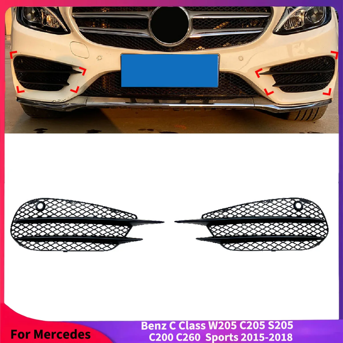 For Mercedes Benz C Class W205 C205 S205 C200 C260 Sports 2015-2018 Front Bumper Fog Light Side Air Vent Intake Grille Tuning
For Mercedes Benz C Class W205 C205 S205 C200 C260 Sports 2015-2018 Front Bumper Fog Light Side Air Vent Intake Grille Tuning