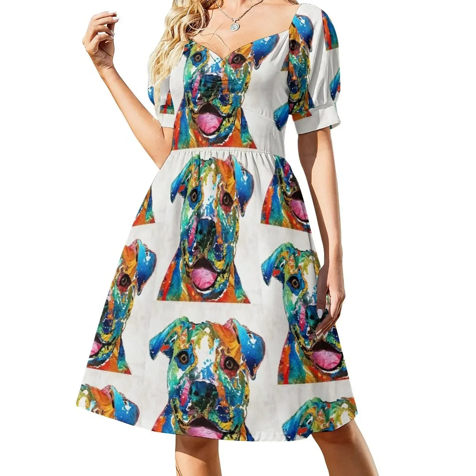 Colorful Dog Pit Bull Art - Happy - By Sharon Cummings Sleeveless Dress summer clothes Female clothing Dress
Colorful Dog Pit Bull Art - Happy - By Sharon Cummings Sleeveless Dress summer clothes Female clothing Dress