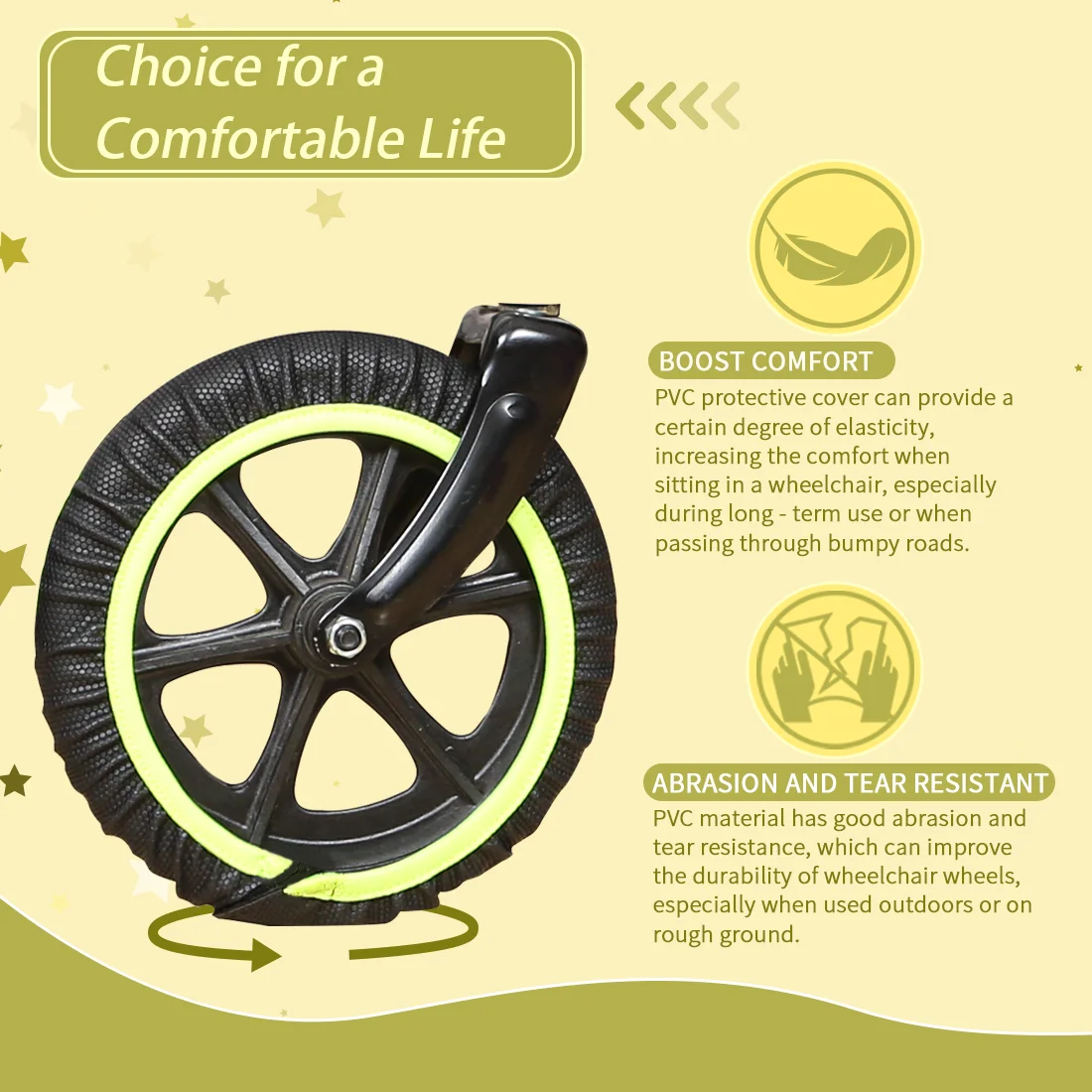 EHUELDER Wear-Resistant Wheelchair Slippers Wheelchair Accessories Tire Cover to Protect Floor Carpet,Multiple Sizes Wheel Cover
EHUELDER Wear-Resistant Wheelchair Slippers Wheelchair Accessories Tire Cover to Protect Floor Carpet,Multiple Sizes Wheel Cover