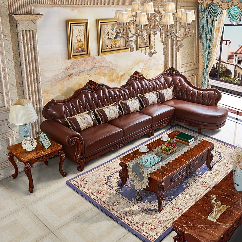 European leather sofa concubine corner combination living room simple light luxury large apartment L-shaped first-layer
European leather sofa concubine corner combination living room simple light luxury large apartment L-shaped first-layer