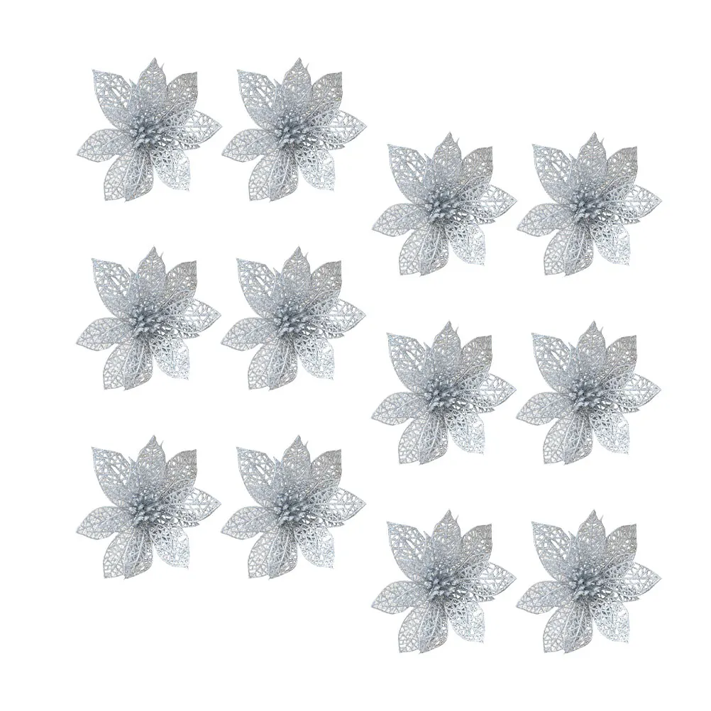 12 Pcs Artificial Christmas Flowers Lightweight Silver Ornaments Decoration for Tree Plastic Simulated Flower Elegant
12 Pcs Artificial Christmas Flowers Lightweight Silver Ornaments Decoration for Tree Plastic Simulated Flower Elegant