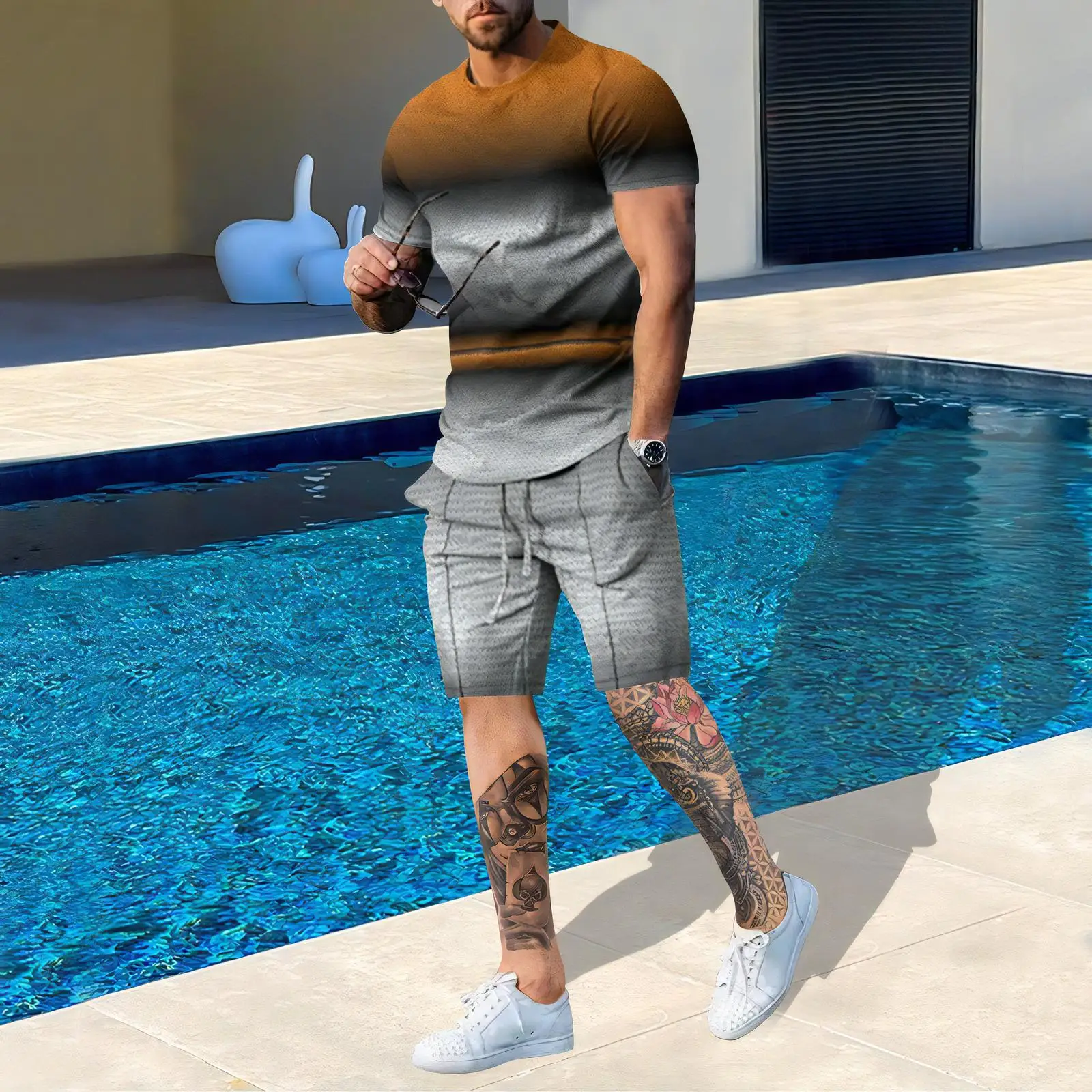 New Arrivals Striped Checkered Fashion Men's Sets Summer Men's Crewneck Sports T-shirts 2PCS Men Shorts Streetwear Suits
New Arrivals Striped Checkered Fashion Men's Sets Summer Men's Crewneck Sports T-shirts 2PCS Men Shorts Streetwear Suits