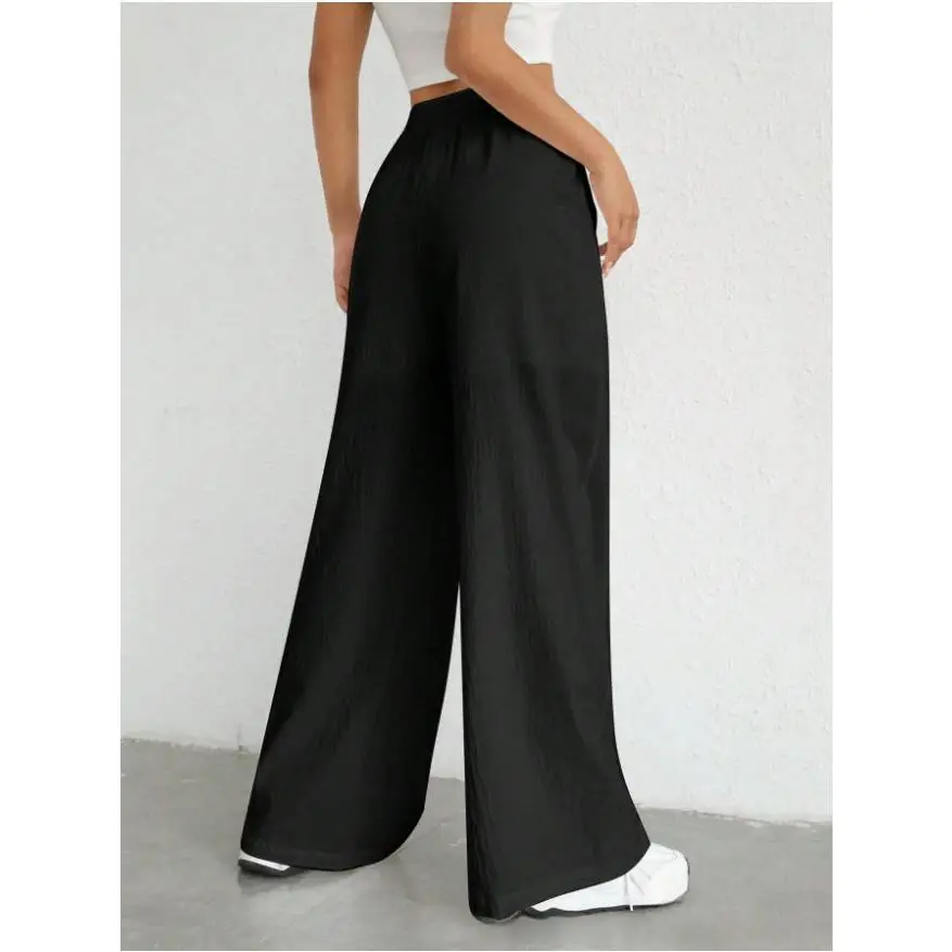 Casual Straight Leg Pants Women's Pure Color Drawstring Trousers with Pockets High Waist Polyester Cotton Blend Flared Legs
Casual Straight Leg Pants Women's Pure Color Drawstring Trousers with Pockets High Waist Polyester Cotton Blend Flared Legs
