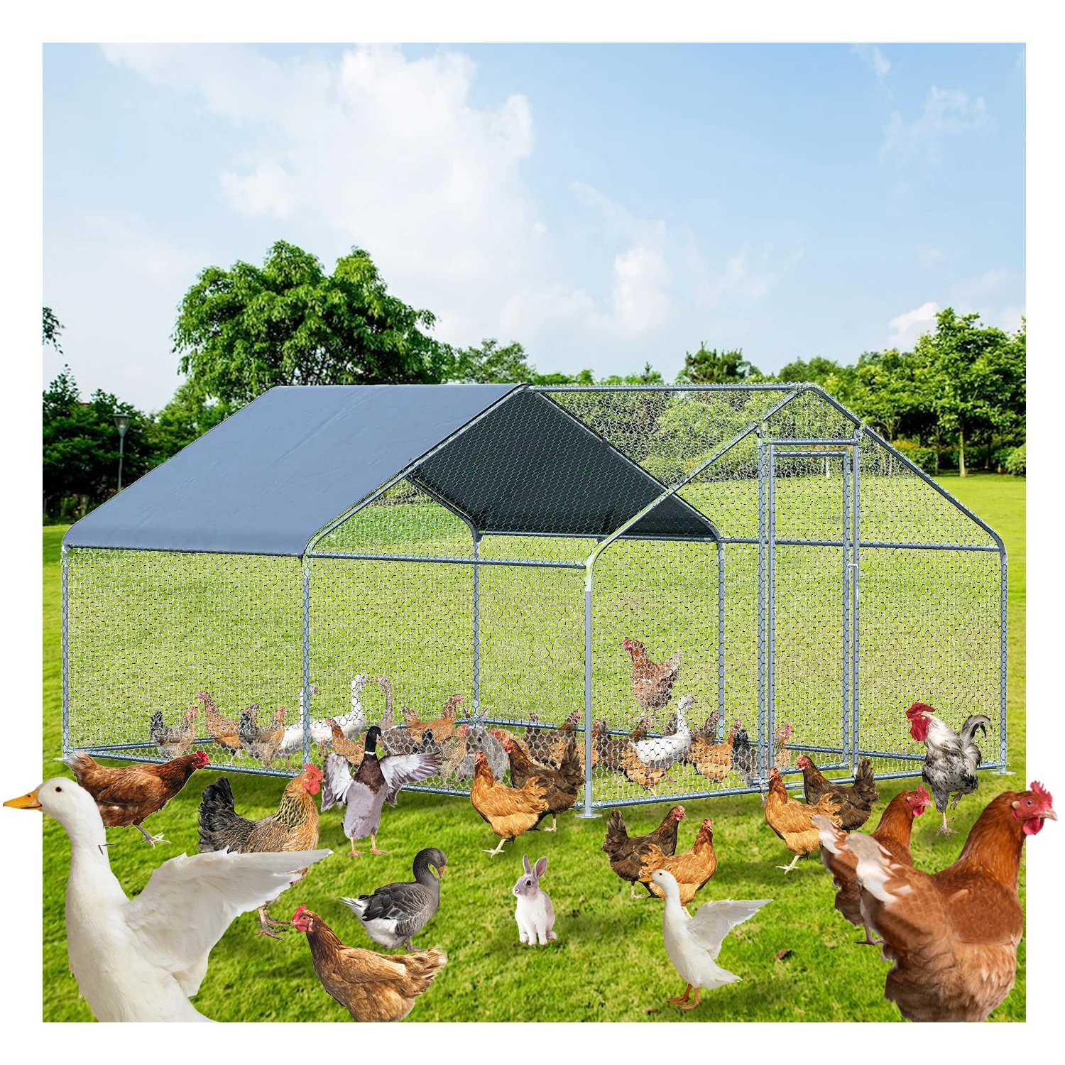 Best Selling Large 13*9.8*6.5 Feet Metal Chicken Coop Cages Hen House Metal Roof Metal Chicken Coop for Hens
Best Selling Large 13*9.8*6.5 Feet Metal Chicken Coop Cages Hen House Metal Roof Metal Chicken Coop for Hens