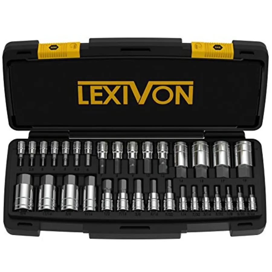Master HEX Bit Socket Set, Premium S2 Alloy Steel Complete 32-Piece, SAE and Metric Set Enhanced Storage Case LX-144
Master HEX Bit Socket Set, Premium S2 Alloy Steel Complete 32-Piece, SAE and Metric Set Enhanced Storage Case LX-144