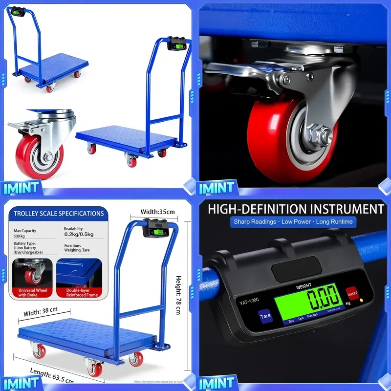 300KG CSilent Carbon Steel Flatbed Cart Trolley HD Digital Display Silent Swivel Casters OEM ODM Logistics Supermarket
300KG CSilent Carbon Steel Flatbed Cart Trolley HD Digital Display Silent Swivel Casters OEM ODM Logistics Supermarket