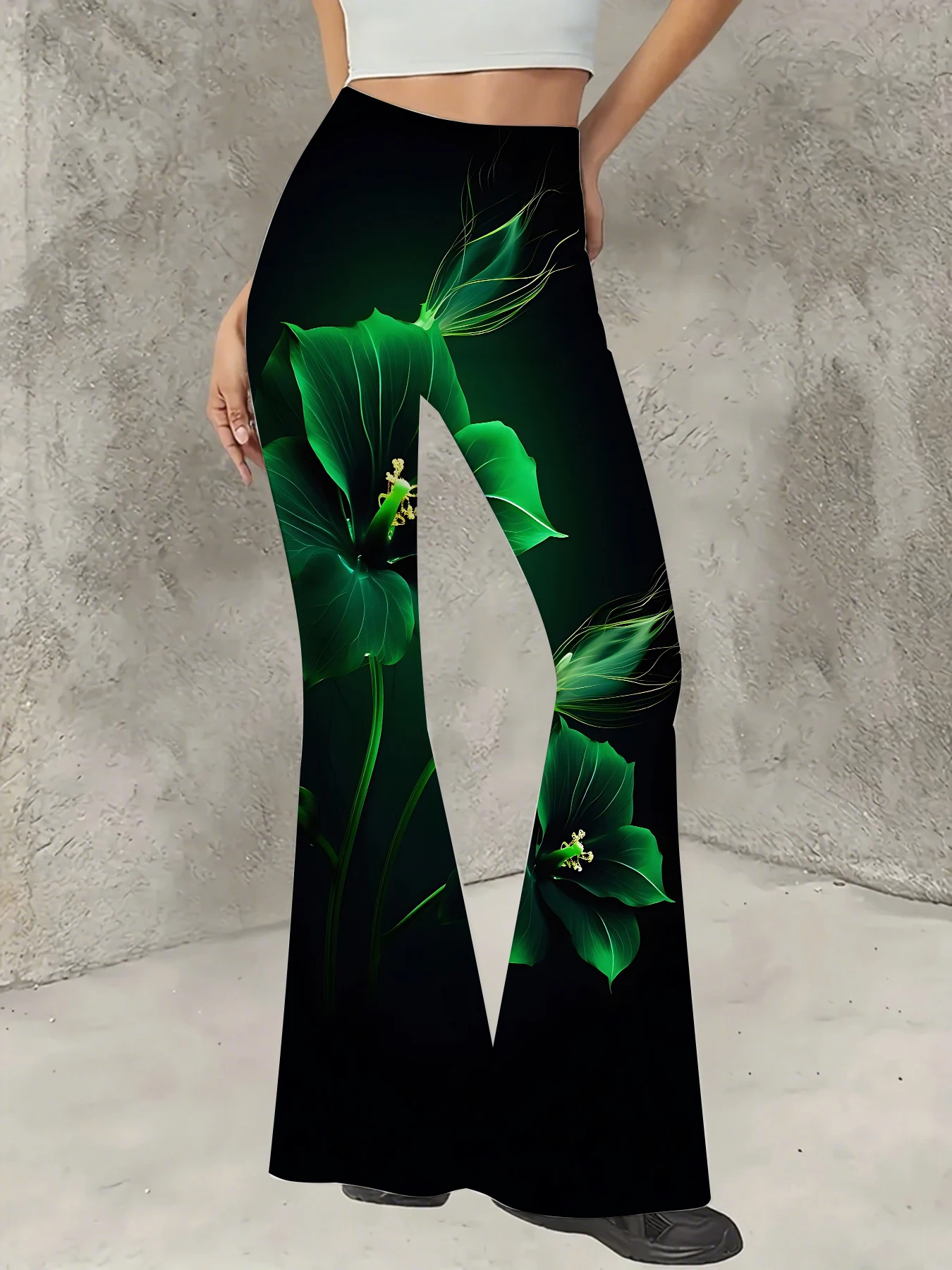 Retro Printed Flare Pants Women High Waist Polyester Knit Bell Bottom Trousers
Retro Printed Flare Pants Women High Waist Polyester Knit Bell Bottom Trousers