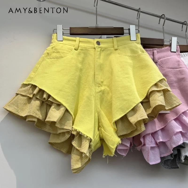 American Vintage Washed Plaid Spliced A-line Denim Booty Shorts Women's 2026 Summer New Casual Street Wear Short Pants 5 Colors
American Vintage Washed Plaid Spliced A-line Denim Booty Shorts Women's 2026 Summer New Casual Street Wear Short Pants 5 Colors