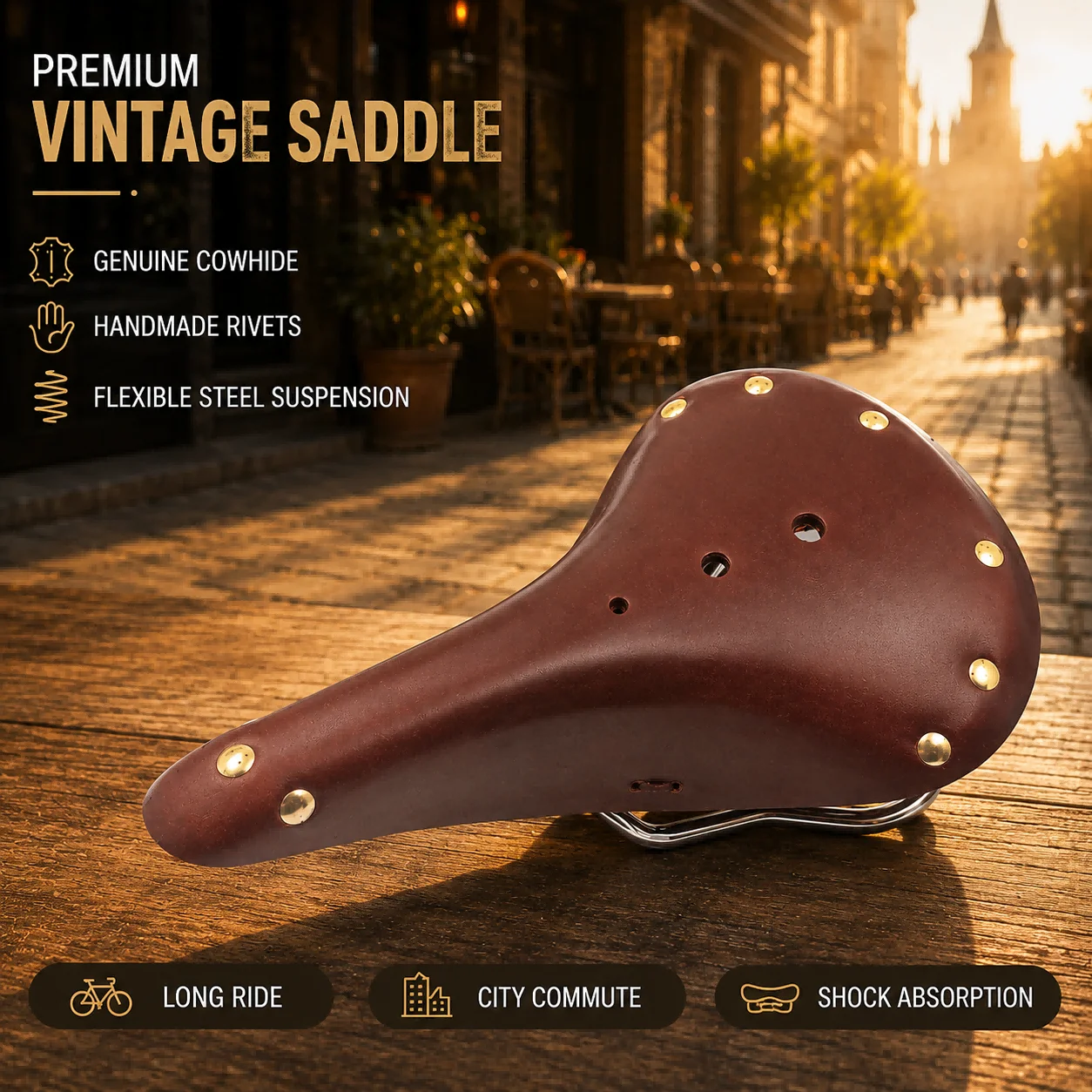 WALGUN Leather Suspension Bike Saddle Wide Comfort Bicycle Seat Retro Touring Cruiser City Road Saddle Shock Absorption Brown
WALGUN Leather Suspension Bike Saddle Wide Comfort Bicycle Seat Retro Touring Cruiser City Road Saddle Shock Absorption Brown