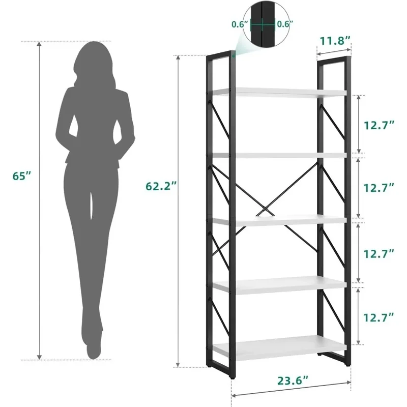 5-Tier White Bookshelf, Modern Book Rack, Storage Shelves for Home/Office, Book Holder Organizer
5-Tier White Bookshelf, Modern Book Rack, Storage Shelves for Home/Office, Book Holder Organizer