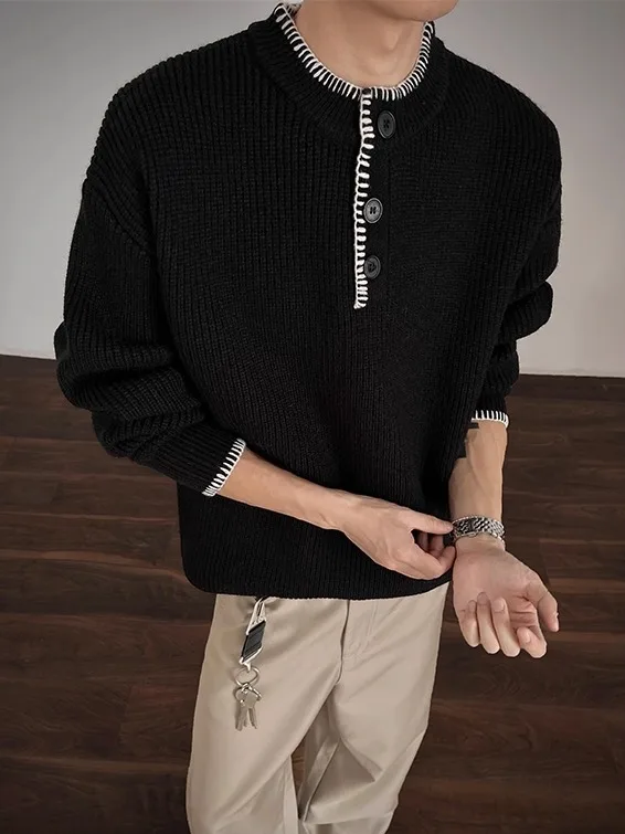 Мужской свитер с воротником хенли, свободный повседневный крой, осенне-зимний, модный, удобный, в стиле кэжуал, пуловер из полиэстера
Мужской свитер с воротником хенли, свободный повседневный крой, осенне-зимний, модный, удобный, в стиле кэжуал, пуловер из полиэстера