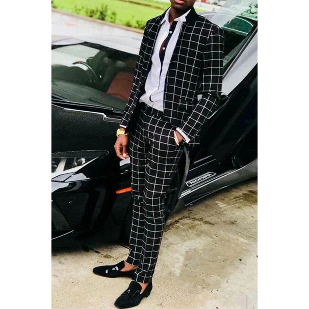 Exquisite Suits for Men Single Breasted 2 Pieces Jacket Pants Blazers Sets Black Plaid Male Banquet Business Party Clothing
Exquisite Suits for Men Single Breasted 2 Pieces Jacket Pants Blazers Sets Black Plaid Male Banquet Business Party Clothing
