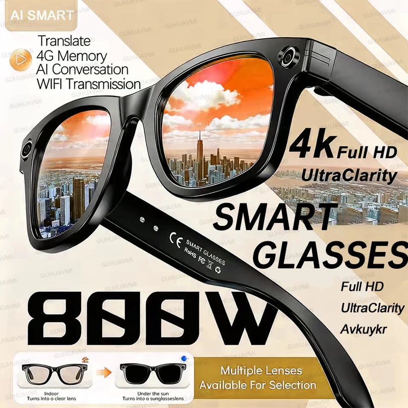 Fashion 800W With Camera Smart Glasses Woman Video Recording AI Photo Recognition Eyewear Earphone Call Translation AI Voice Men
Fashion 800W With Camera Smart Glasses Woman Video Recording AI Photo Recognition Eyewear Earphone Call Translation AI Voice Men