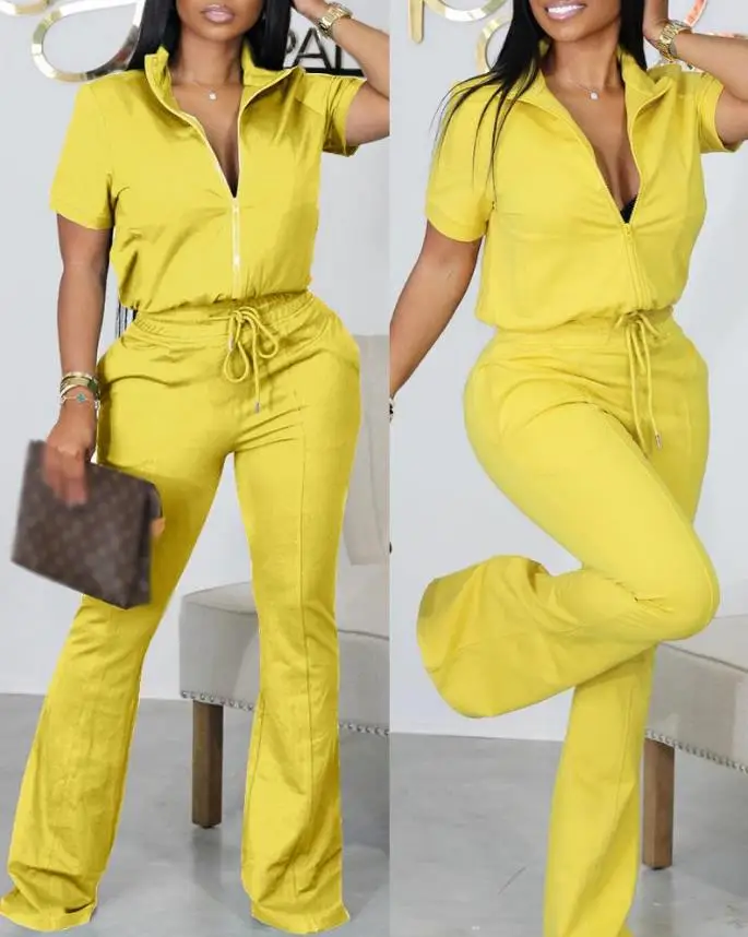 Women's Casual Suits 2024 Spring/Summer Latest Turn down Collar Short Sleep Zip Up Top&Drawstring Zipper Pocket Daily Pants Set
Women's Casual Suits 2024 Spring/Summer Latest Turn down Collar Short Sleep Zip Up Top&Drawstring Zipper Pocket Daily Pants Set