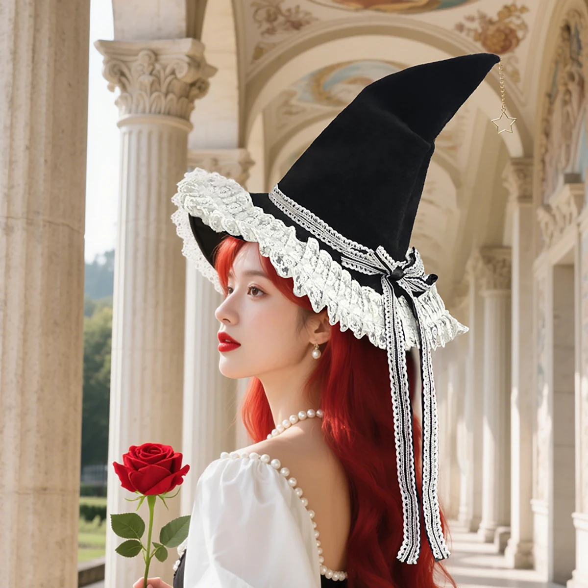 Handmade Lace Witch Pointed Hats Bandage Bow Wizard Hat Noble Princess Lolita Cosplay Costume Accessories Halloween Party Hat
Handmade Lace Witch Pointed Hats Bandage Bow Wizard Hat Noble Princess Lolita Cosplay Costume Accessories Halloween Party Hat