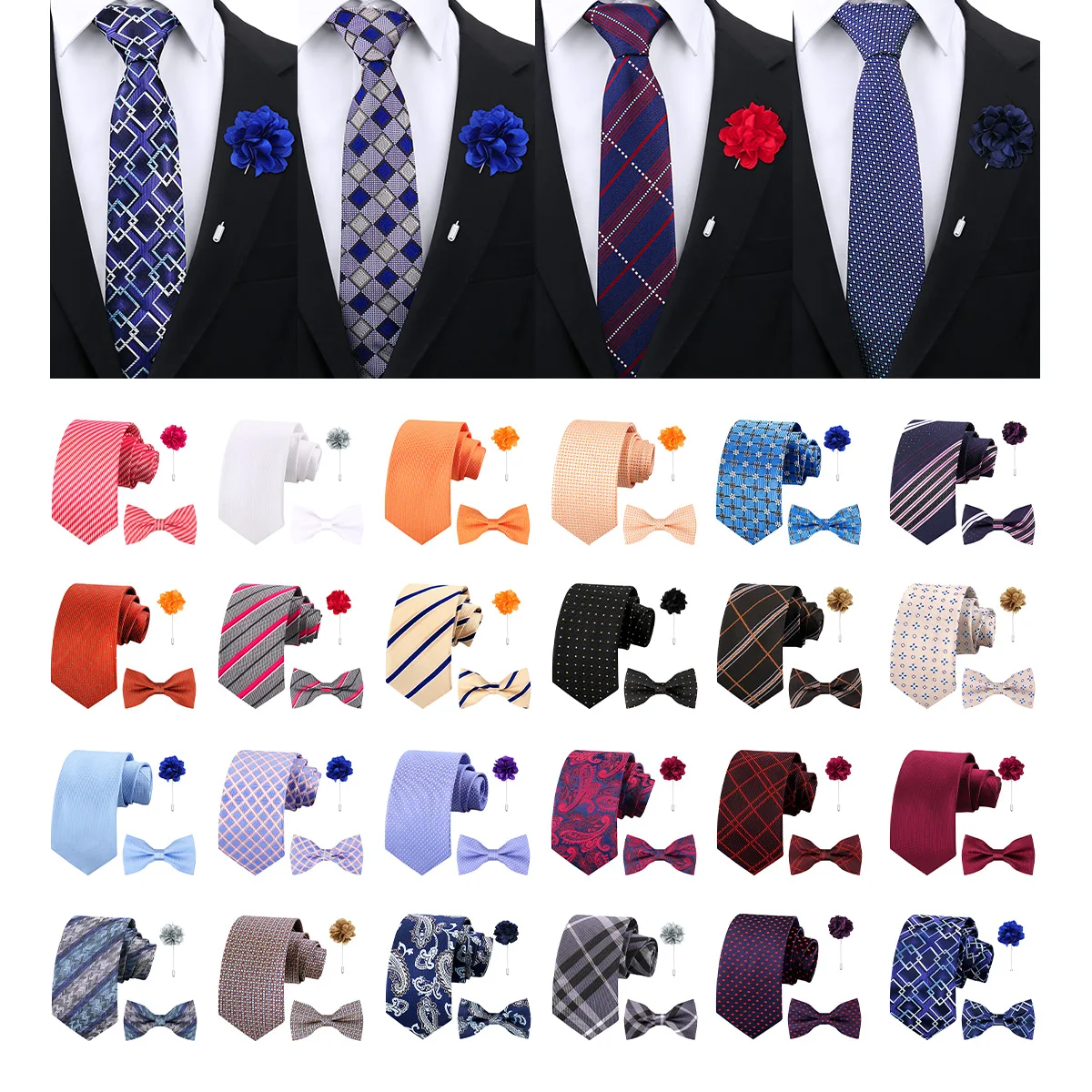 58 Styles Men Tie Sets High Quality Luxury Classic Stripe Tie Bow Tie Brooch 3 Pcs Paisley Floral Polka Dot Wedding Business
58 Styles Men Tie Sets High Quality Luxury Classic Stripe Tie Bow Tie Brooch 3 Pcs Paisley Floral Polka Dot Wedding Business