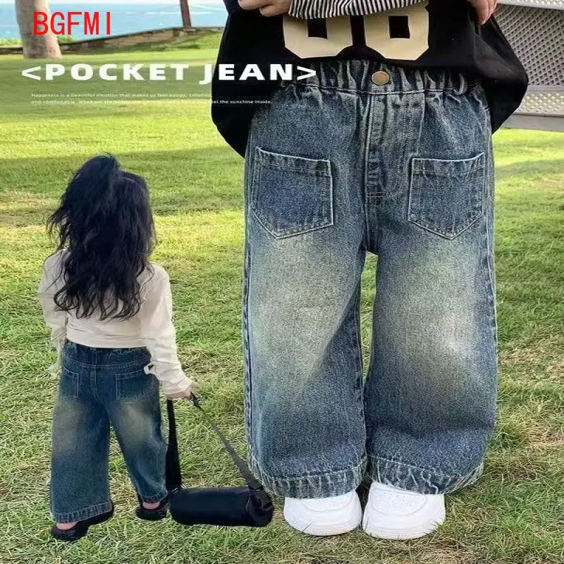 New Spring Autumn Baby Girls Denim Pants Elastic Waist Solid Wide Leg Children Girls Trousers Loose Kid Girls Straight Leg Jeans
New Spring Autumn Baby Girls Denim Pants Elastic Waist Solid Wide Leg Children Girls Trousers Loose Kid Girls Straight Leg Jeans