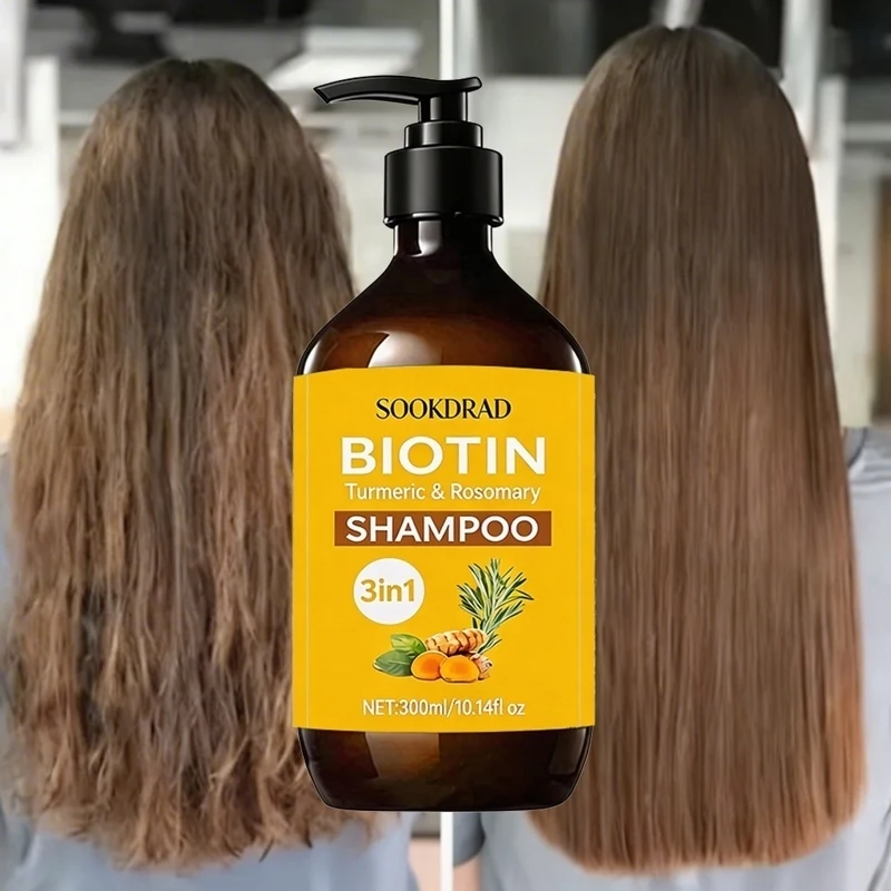 Biotin Turmeric Rosemary 3-in-1 Shampoo, Oil Control Refreshing, For Oily Scalp, Daily Cleansing 300ml
Biotin Turmeric Rosemary 3-in-1 Shampoo, Oil Control Refreshing, For Oily Scalp, Daily Cleansing 300ml